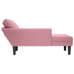 vidaXL Fauteuil long avec coussin et accoudoir droit rose velours