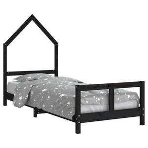 vidaXL Cadre de lit pour enfants noir 80x200 cm bois de pin massif