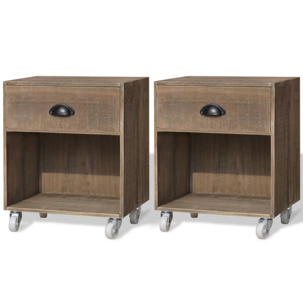 vidaXL Tables de chevet 2 Pièces marron bois massif
