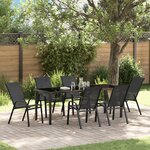 Ensemble de salle à manger de jardin vidaXL 7 pièces en Textilène et acier noir