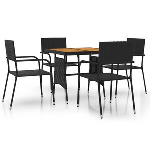 vidaXL Mobilier à dîner d'extérieur 5 Pièces Résine tressée Noir