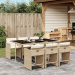 vidaXL Ensemble à manger de jardin et coussins 7 Pièces beige poly rotin