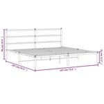 vidaXL Cadre de lit métal sans matelas et tête de lit blanc 180x200 cm