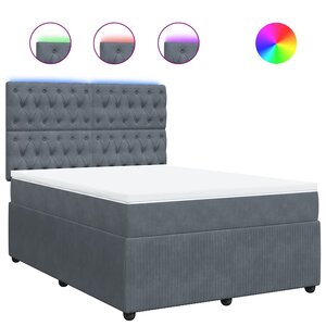 vidaXL Sommier à lattes de lit et matelas Gris foncé 140x190cm Velours