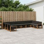 vidaXL Ensemble de canapés d'extérieur 10 pc Naturel et noir