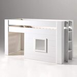NOAH Lit mezzanine 90x200cm pin massif laqué Blanc
