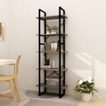 vidaXL Bibliothèque à 5 niveaux Gris 60x30x175 cm Bois de pin
