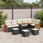 vidaXL Ensemble de canapé de jardin 10 Pièces Noir et Crème