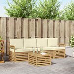 vidaXL Ensemble de canapés d'extérieur 5 Pièces Blanc et crème Polyester