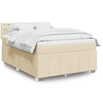 vidaXL Sommier à lattes de lit avec matelas Crème 140x200 cm Tissu