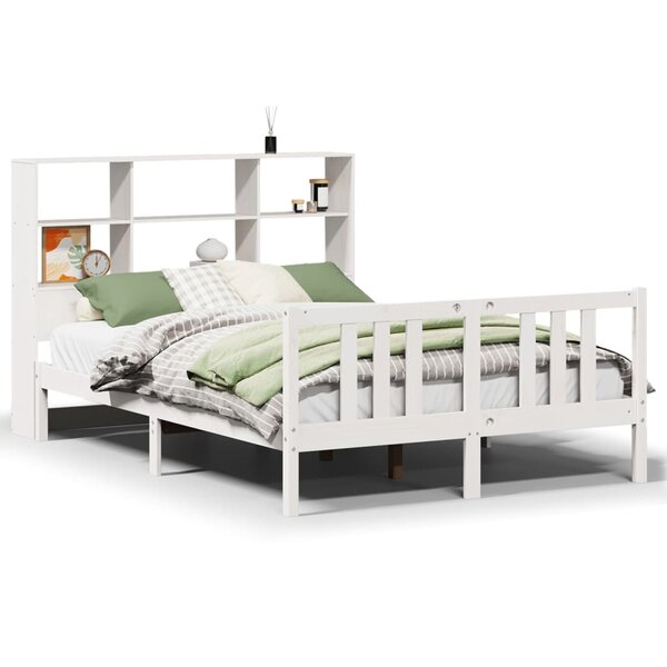 vidaXL Lit bibliothèque sans matelas blanc 140x200 cm bois pin massif