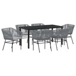 vidaXL Ensemble de salle à manger pour jardin avec coussin 7 Pièces Gris