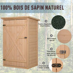 Armoire abri de jardin remise pour outils bois de sapin pré-huilé toit bitumé incliné - grande porte verrouillable loquet - 2 étagères - dim. 75l x 56l x 115h cm