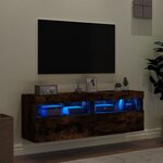 vidaXL Meubles TV muraux et lumières LED 2Pièces chêne fumé 60x30x40 cm