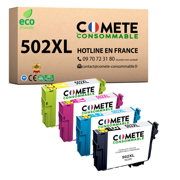 COMETE, Entreprise Française- 502XL- pack 4 Cartouches Compatibles EPSON