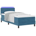 vidaXL Lit à ressort LED avec matelas Bleu foncé 90 x 200 cm Velours
