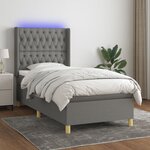 vidaXL Sommier à lattes de lit matelas LED Gris foncé 90x190cm Tissu