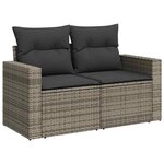 vidaXL Salon de jardin 8 Pièces avec coussins gris résine tressée