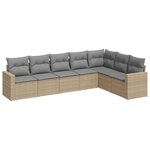 vidaXL Salon de jardin avec coussins 7 Pièces beige résine tressée
