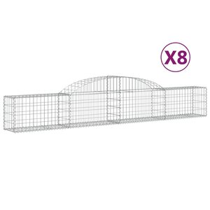 vidaXL Paniers à gabions arqués 8 Pièces 300x30x40/60 cm fer galvanisé