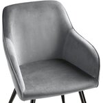 Lot de 4 chaises pieds noir siège de salon cuisine salle à manger design élégant velours gris 08_0000076