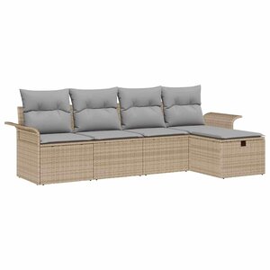 vidaXL Ensemble de canapé de jardin 5 Pièces Beige Poly rotin