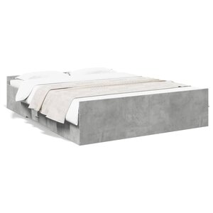 vidaXL Cadre de lit avec tiroirs sans matelas gris béton 160x200 cm