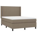 vidaXL Sommier à lattes de lit matelas et LED Taupe 140x190 cm Tissu