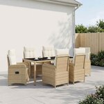 vidaXL Ensemble de repas extérieur 7 pc Beige et blanc crème polyrotin