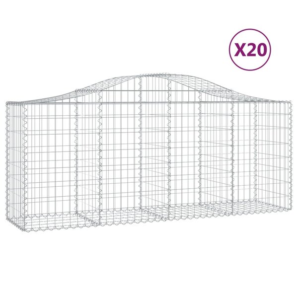 vidaXL Paniers à gabions arqués 20 Pièces 200x50x80/100 cm Fer galvanisé