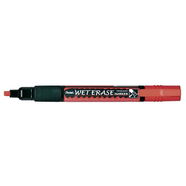 Marqueur 'wet erase smw26'  pointe biseautée  rouge x 12 pentel