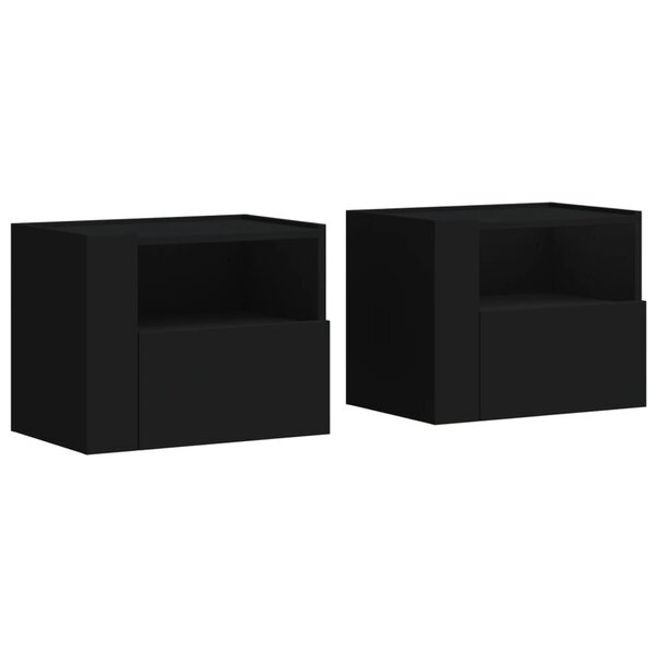 vidaXL Tables de chevet murales 2 Pièces noir 45x30x35 cm