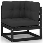 Salon de jardin meuble d'extérieur ensemble de mobilier 6 pièces avec coussins noir bois de pin massif 02_0016836