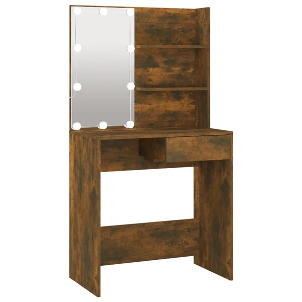 vidaXL Coiffeuse avec LED Chêne marron 74 5x40x141 cm