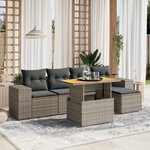 vidaXL Salon de jardin 6 Pièces avec coussins gris résine tressée