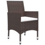 vidaXL Mobilier à dîner de jardin 3 Pièces Marron Résine tressée et verre