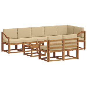 vidaXL Ensemble de canapés d'extérieur 9 pc Naturel et Beige