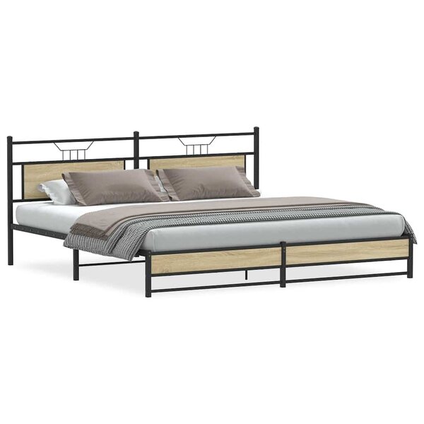 vidaXL Cadre de lit en métal sans matelas chêne sonoma 200x200 cm