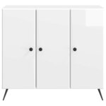 vidaXL Buffet Blanc brillant 89 x 34 5 x 80 cm Bois d'ingénierie