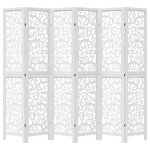 vidaXL Cloison de séparation 6 panneaux blanc bois de paulownia massif