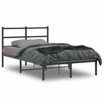 vidaXL Cadre de lit métal sans matelas avec tête de lit noir 120x190cm