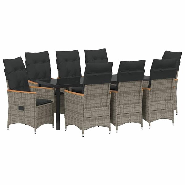 vidaXL Ensemble de salle à manger pour jardin 9 Pièces Gris polyrotin