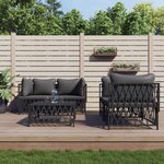 vidaXL Salon de jardin avec coussins 5 Pièces anthracite acier