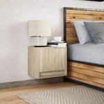 vidaXL Table de chevet murale avec lumières LED chêne sonoma