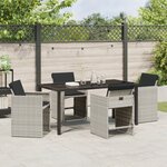 vidaXL Set de salle à manger de jardin 5 pièces avec coussins Gris clair Poly Rattan