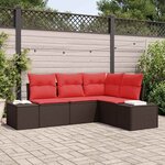 vidaXL Ensemble de canapé de jardin 4 Pièces Marron polyrotin