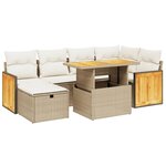 vidaXL Salon de jardin avec coussins 7 Pièces beige résine tressée