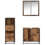 vidaXL Ensemble de mobilier de salle de bain 3 Pièces Bois Ancien