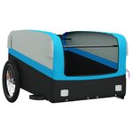 vidaXL Remorque de vélo noir et bleu 45 kg fer