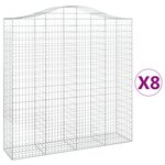 vidaXL Paniers à gabions arqués 8 Pièces 200x50x200/220 cm Fer galvanisé